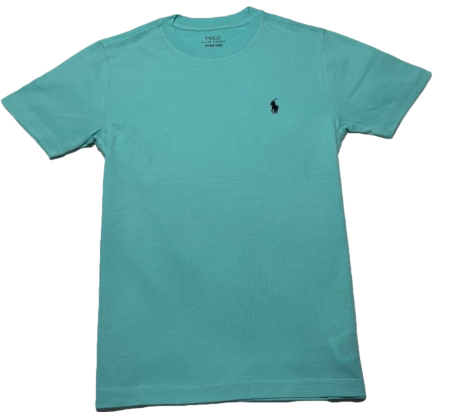 Polo by Ralph Lauren Plain Round Neck Short Sleeve T Shirt  AQUA NAVY PONY Age 5, 8 & 10/12