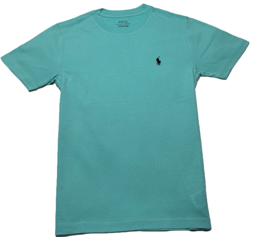 Polo by Ralph Lauren Plain Round Neck Short Sleeve T Shirt  AQUA NAVY PONY Age 5, 8 & 10/12