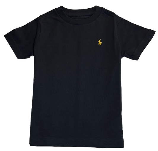 Polo by Ralph Lauren Plain Round Neck Short Sleeve T Shirt  BLACK YELLOW PONY Age 2, 4 & 7