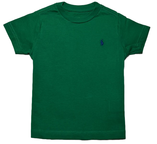 Polo by Ralph Lauren Plain Round Neck Short Sleeve T Shirt  DARK GREEN NAVY PONY Age 2