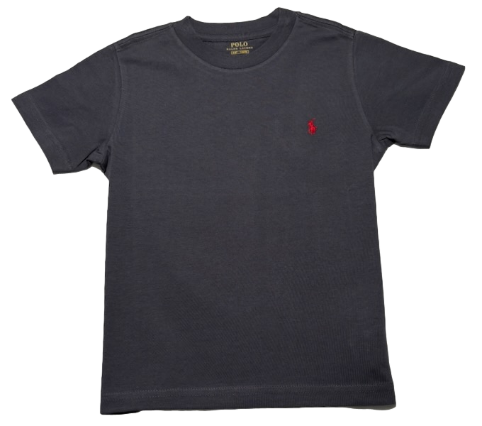 Polo by Ralph Lauren Plain Round Neck Short Sleeve T Shirt  DARK GREY RED PONY Age 4