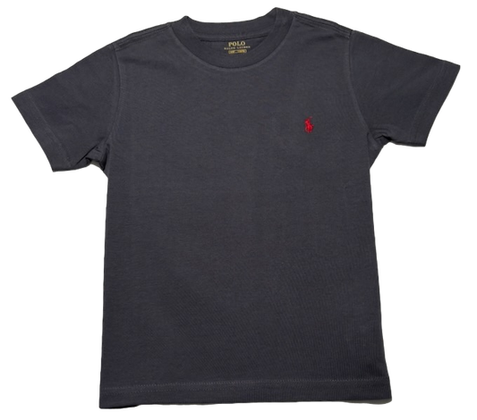 Polo by Ralph Lauren Plain Round Neck Short Sleeve T Shirt  DARK GREY RED PONY Age 4