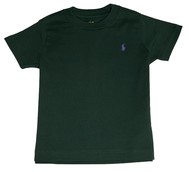 Polo by Ralph Lauren Plain Round Neck Short Sleeve T Shirt DARK GREEN PURPLE PONY Age 2, 3, 4. 6  & 7