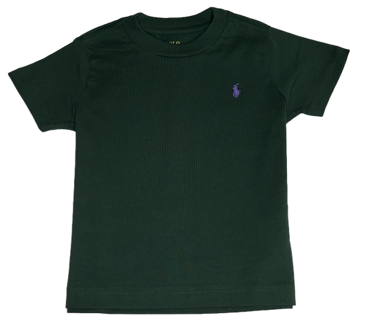 Polo by Ralph Lauren Plain Round Neck Short Sleeve T Shirt  DARK GREEN  PURPLE PONY Age 2