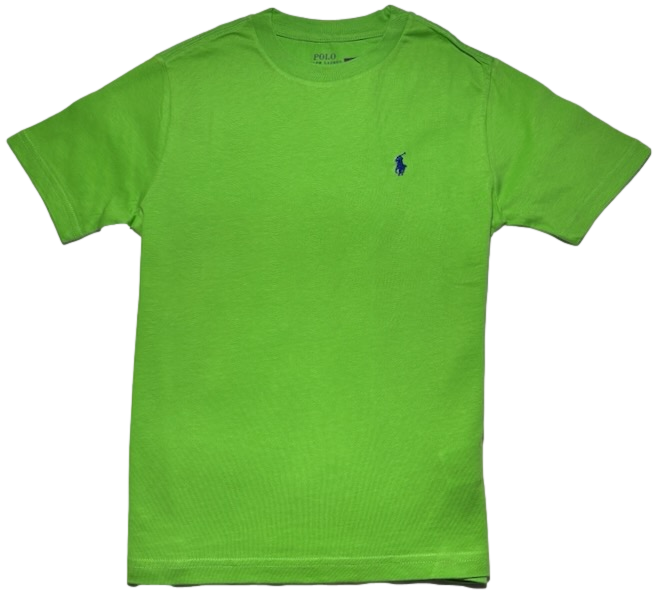 Polo by Ralph Lauren Plain Round Neck Short Sleeve T Shirt GREEN NAVY PONY Age 8