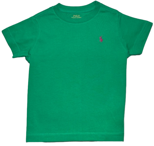 Polo by Ralph Lauren Plain Round Neck Short Sleeve T Shirt GREEN ORANGE PONY Age 4