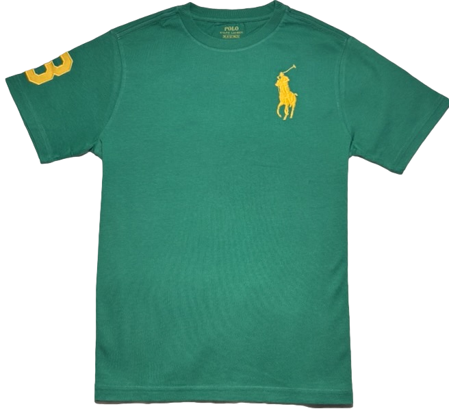 Polo by Ralph Lauren Plain Round Neck Short Sleeve T Shirt GREEN YELLOW BIG PONY Age 10/12