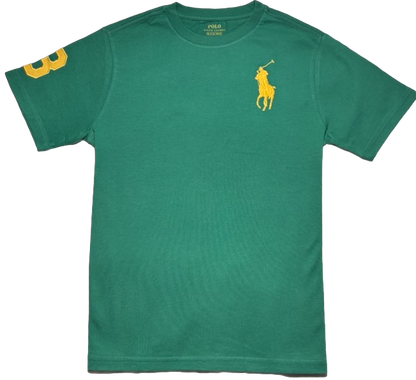 Polo by Ralph Lauren Plain Round Neck Short Sleeve T Shirt GREEN YELLOW BIG PONY Age 10/12