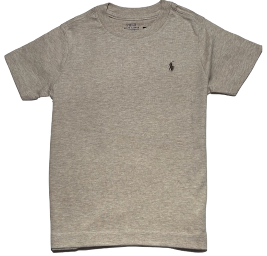 Polo by Ralph Lauren Plain Round Neck Short Sleeve T Shirt HEATHER BEIGE BROWN PONY Age 4 & 7