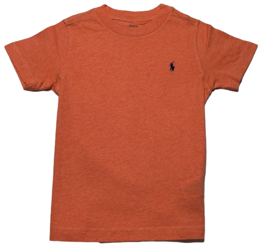 Polo by Ralph Lauren Plain Round Neck Short Sleeve T Shirt  HEATHER PEACH NAVY PONY Age 4