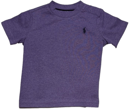 Polo by Ralph Lauren Plain Round Neck Short Sleeve T Shirt HEATHER PURPLE NAVY PONY  AGE 3m