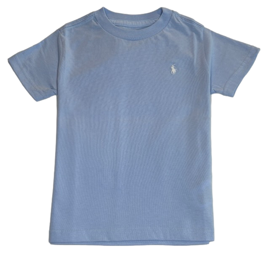 Polo by Ralph Lauren Plain Round Neck Short Sleeve T Shirt BLUE WHITE PONY Age 6