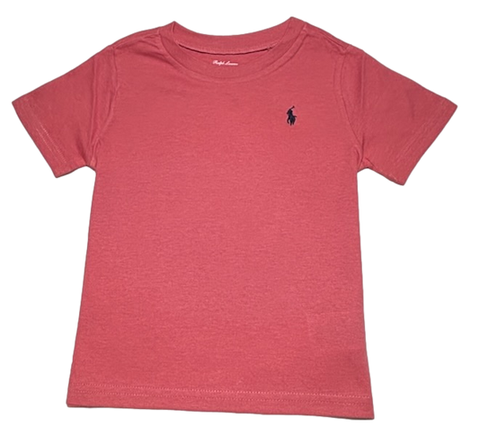 Polo by Ralph Lauren Plain Round Neck Short Sleeve T Shirt FRENCH ROSE NAVY PONY  Age 24m