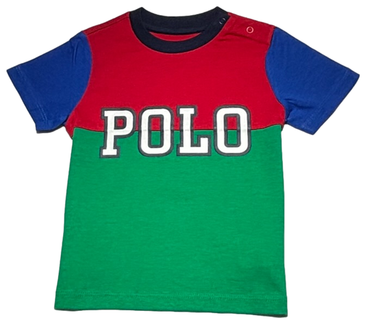 Polo by Ralph Lauren Plain Round Neck Short Sleeve T Shirt RED / GREEN & BLUE "POLO"  Age 3m TO 24m