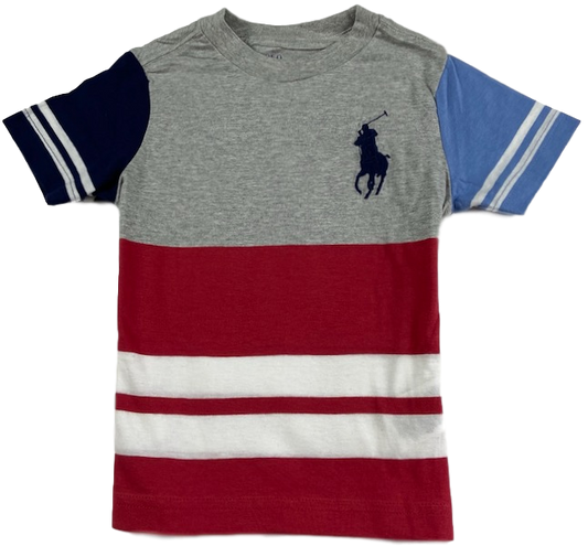 Polo by Ralph Lauren kids Round Neck T Shirt GREY, RED & WHITE  BIG PONY Ages 2 & 4