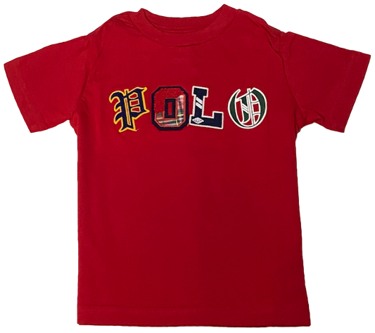 Polo by Ralph Lauren kids Round Neck T Shirt RED PATCHES "POLO" Ages 2, 3 & 14/16