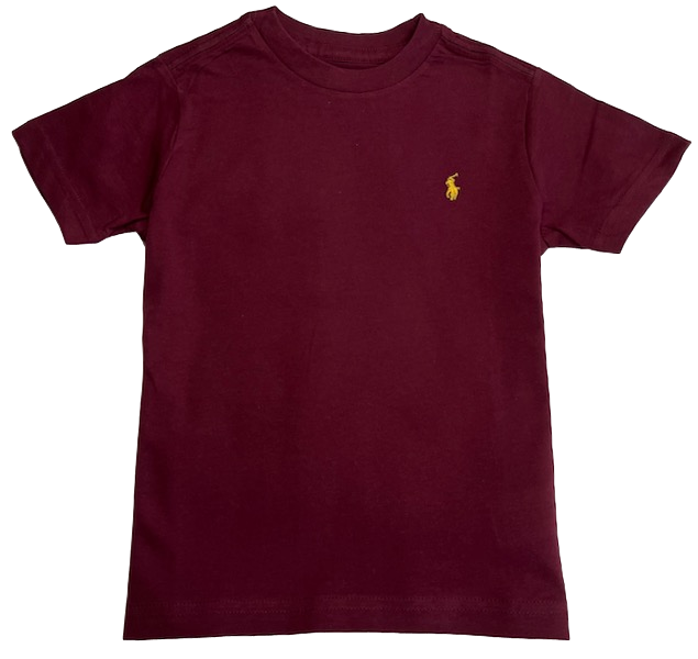 Polo by Ralph Lauren Plain Round Neck Short Sleeve T Shirt  MAROON YELLOW PONY Age 7 & 18/20