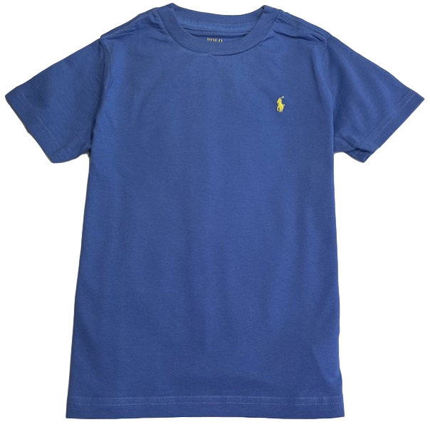 Polo by Ralph Lauren Plain Round Neck Short Sleeve T Shirt   AIRFORCE BLUE YELOW PONY Age 10/12