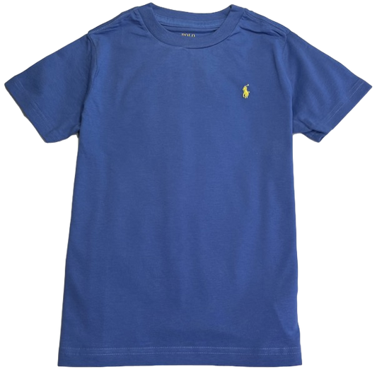 Polo by Ralph Lauren Plain Round Neck Short Sleeve T Shirt   AIRFORCE BLUE YELOW PONY Age 10/12