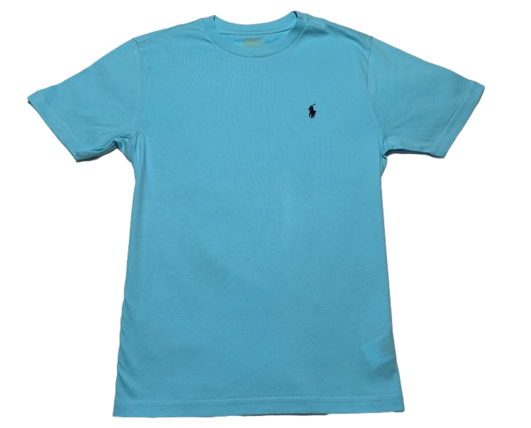 Polo by Ralph Lauren Plain Round Neck Short Sleeve T Shirt  LIGHT BLUE NAVY PONY Age 10/12