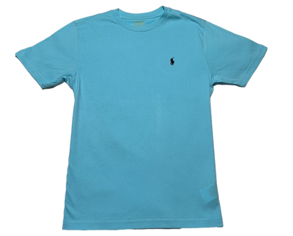 Polo by Ralph Lauren Plain Round Neck Short Sleeve T Shirt  LIGHT BLUE NAVY PONY Age 10/12