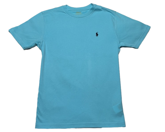 Polo by Ralph Lauren Plain Round Neck Short Sleeve T Shirt  LIGHT BLUE NAVY PONY Age 10/12