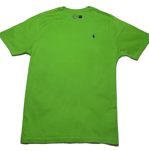 Polo by Ralph Lauren Plain Round Neck Short Sleeve T Shirt LIME GREEN NAVY PONY Age 18/20