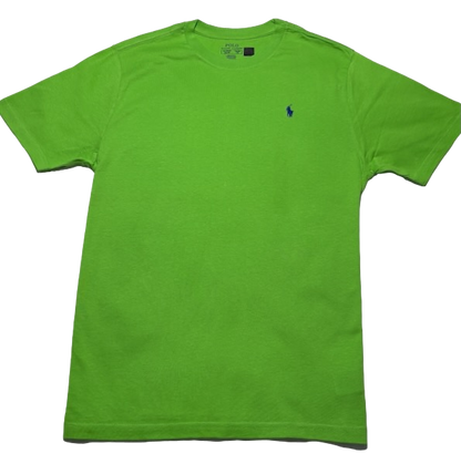 Polo by Ralph Lauren Plain Round Neck Short Sleeve T Shirt LIME GREEN NAVY PONY Age 18/20