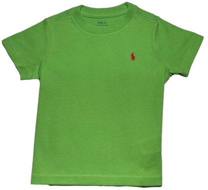 Polo by Ralph Lauren Plain Round Neck Short Sleeve T Shirt LIME GREEN ORANGE PONY Age 2, 4, 5 & 7