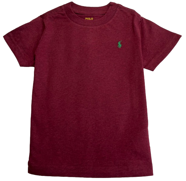 Polo by Ralph Lauren Plain Round Neck Short Sleeve T Shirt  MAROON GREEN PONY Age 2, 6, 7 & 8