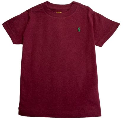 Polo by Ralph Lauren Plain Round Neck Short Sleeve T Shirt  MAROON GREEN PONY Age 2, 6, 7 & 8