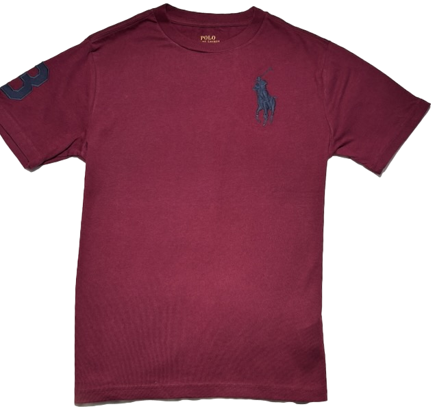 Polo by Ralph Lauren Plain Round Neck Short Sleeve T Shirt MAROON BLACK BIG PONY Age 10/12