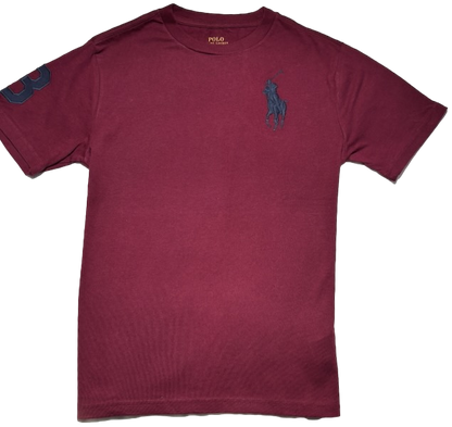 Polo by Ralph Lauren Plain Round Neck Short Sleeve T Shirt MAROON BLACK BIG PONY Age 10/12