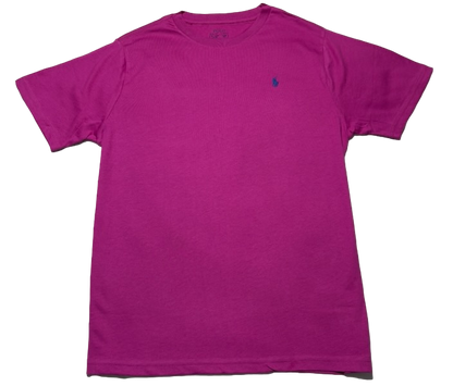 Polo by Ralph Lauren Plain Round Neck Short Sleeve T Shirt MAUVE NAVY PONY Age 18/20