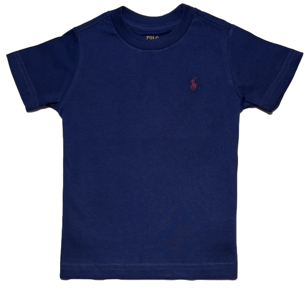 Polo by Ralph Lauren Plain Round Neck Short Sleeve T Shirt NAVY MAROON PONY Age 2, 3 & 10/12