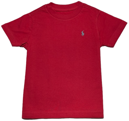 Polo by Ralph Lauren Plain Round Neck Short Sleeve T Shirt RED GREEN PONY Age 2, 3, 5, 6 & 8