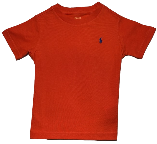 Polo by Ralph Lauren Plain Round Neck Short Sleeve T Shirt ORANGE NAVY  PONY Age 2. 5, 6, 8, 10/12, 14/16 & 18/20