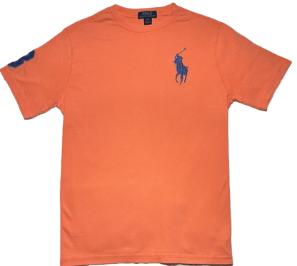 Polo by Ralph Lauren Plain Round Neck Short Sleeve T Shirt PEACH NAVY BIG PONY Age 14/16