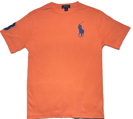 Polo by Ralph Lauren Plain Round Neck Short Sleeve T Shirt PEACH NAVY BIG PONY Age 14/16