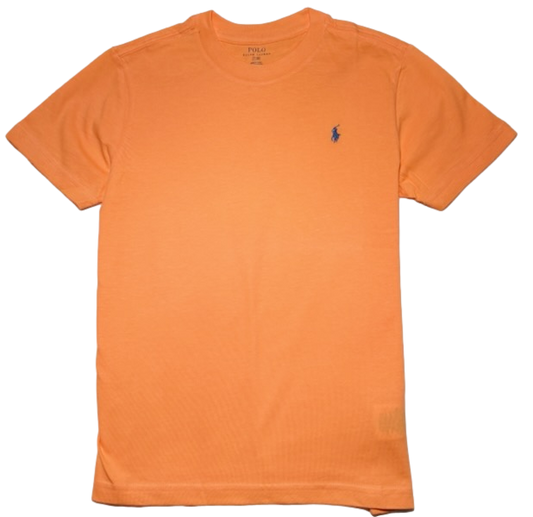 Polo by Ralph Lauren Plain Round Neck Short Sleeve T Shirt PEACH NAVY PONY Age 4, 7 & 10/12