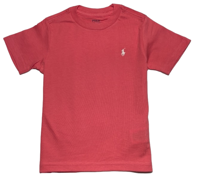 Polo by Ralph Lauren Plain Round Neck Short Sleeve T Shirt PEACH WHITE PONY Age 2, 3, 4, 5, 7 & 18/20