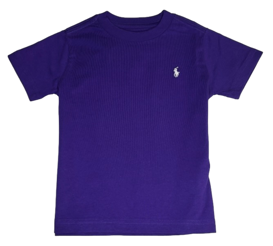 Polo by Ralph Lauren Plain Round Neck Short Sleeve T Shirt  PURPLE WHITE PONY Age 2