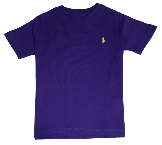 Polo by Ralph Lauren Plain Round Neck Short Sleeve T Shirt   PURPLE YELOW PONY Age 2 & 6