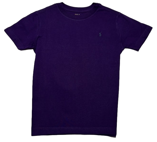 Polo by Ralph Lauren Plain Round Neck Short Sleeve T Shirt  PURPLE NAVY PONY Age 6