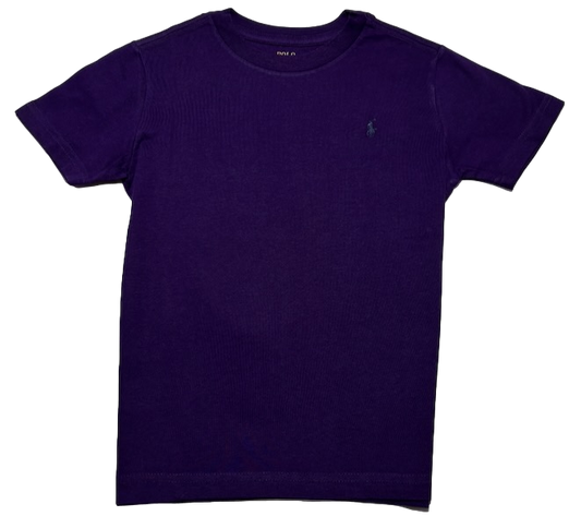 Polo by Ralph Lauren Plain Round Neck Short Sleeve T Shirt  PURPLE NAVY PONY Age 6