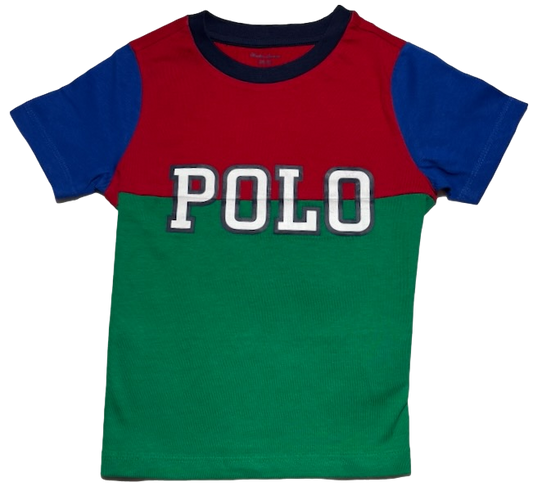 Polo by Ralph Lauren kids Round Neck T Shirt RED / GREEN & BLUE "POLO" Ages 2