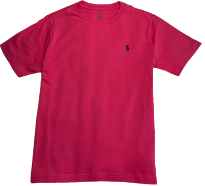 Polo by Ralph Lauren Plain Round Neck Short Sleeve T Shirt  CERISE NAVY PONY Age 18/20