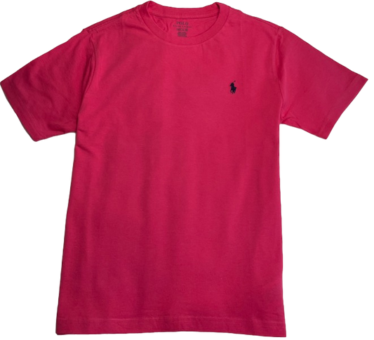 Polo by Ralph Lauren Plain Round Neck Short Sleeve T Shirt  CERISE NAVY PONY Age 18/20