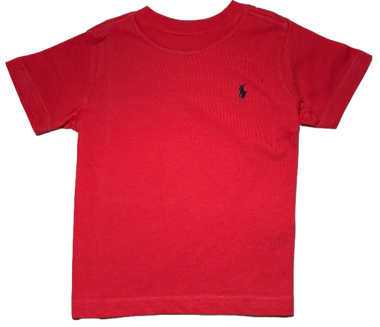 Polo by Ralph Lauren Plain Round Neck Short Sleeve T Shirt RASPBERRY NAVY PONY Age 2 & 5