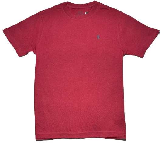 Polo by Ralph Lauren Plain Round Neck Short Sleeve T Shirt RED GREY PONY Age 10/12 & 14/16